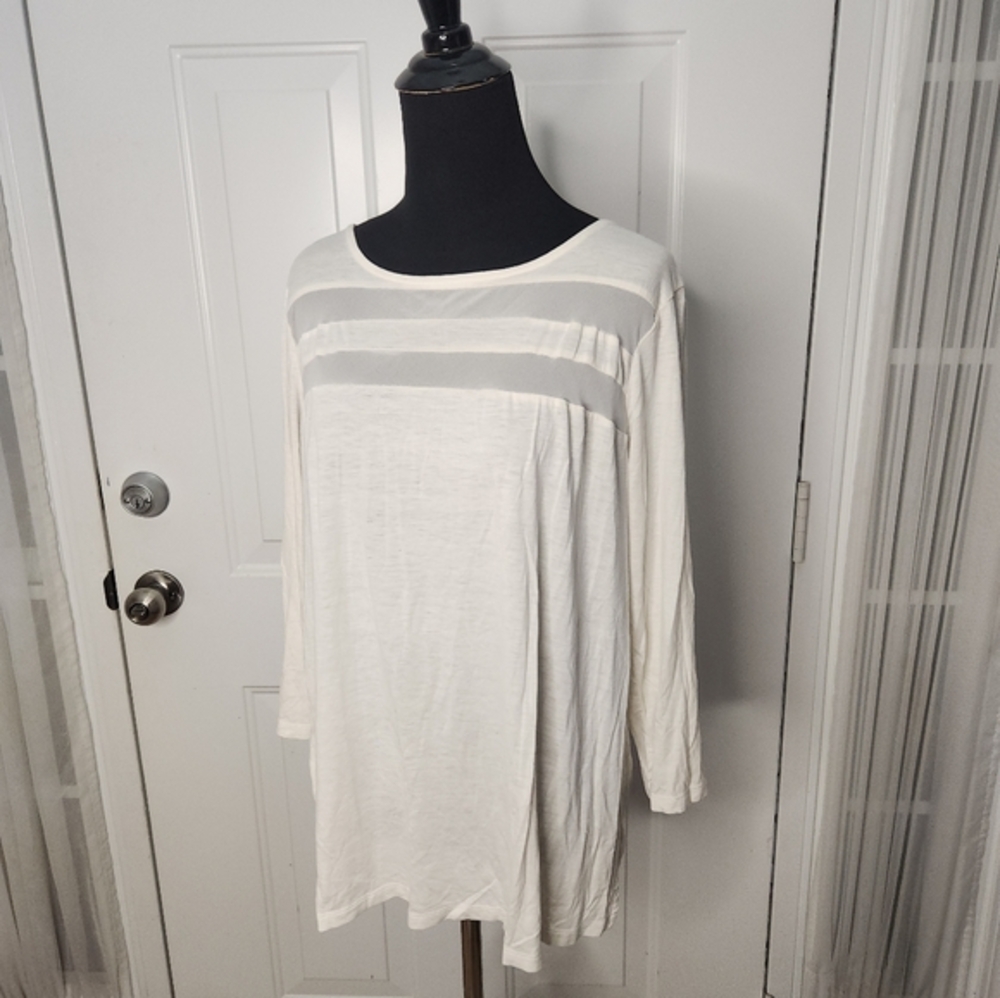 Ann Taylor White Strip Sheer Size Large